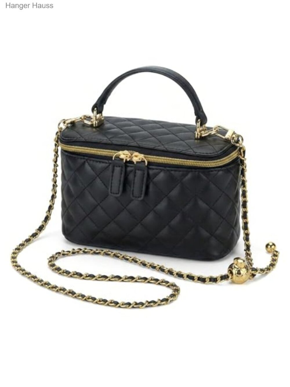 Quilted PU Vegan Leather Crossbody Mini Box Purse with Chain
